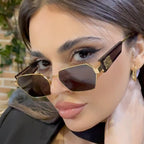 Rimless Gold Shield Sunglasses
