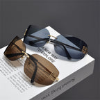 Rimless Gold-Tone Shield Sunglasses