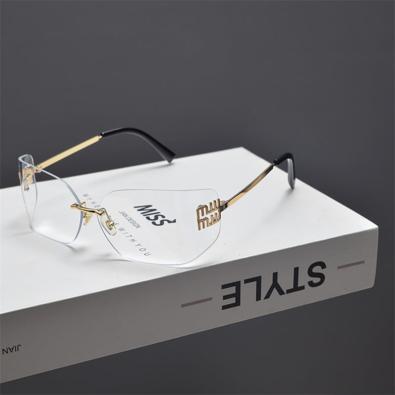 Rimless Gold-Tone Shield Sunglasses