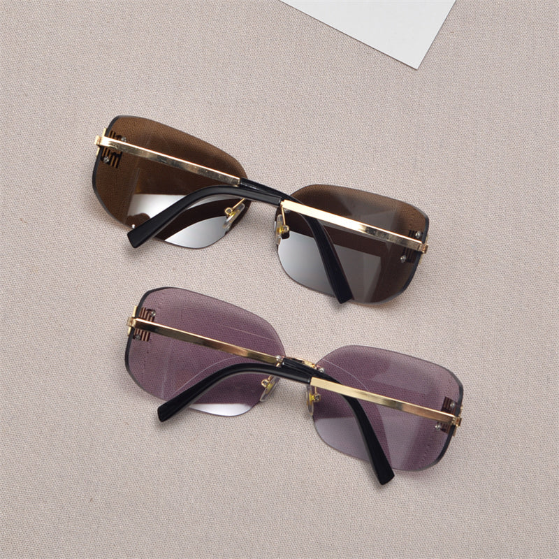 Rimless Gold-Tone Shield Sunglasses