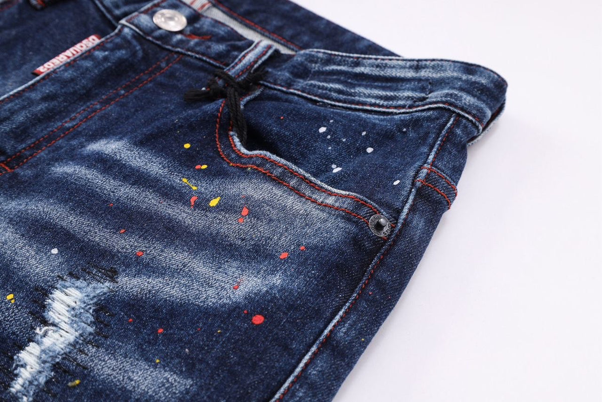 Slim-Fit Distressed Denim Jeans
