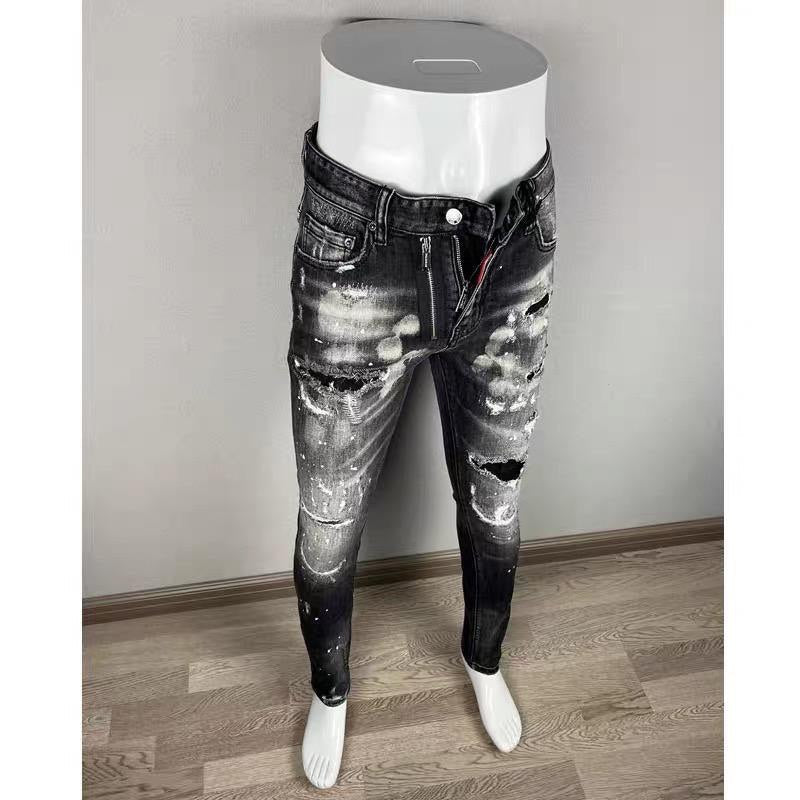 Slim-Fit Distressed Denim Jeans