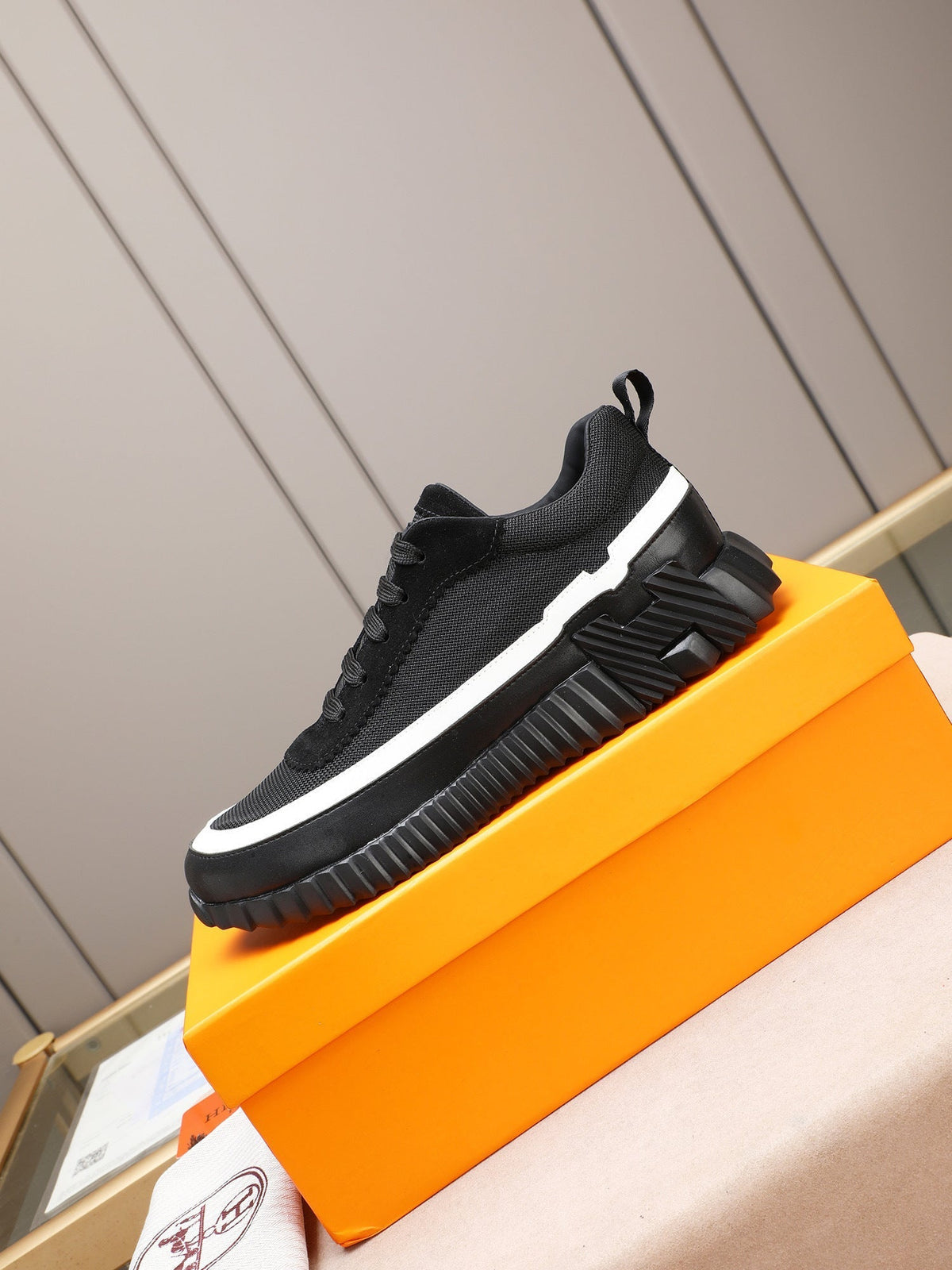 H Striped Leather Sneakers