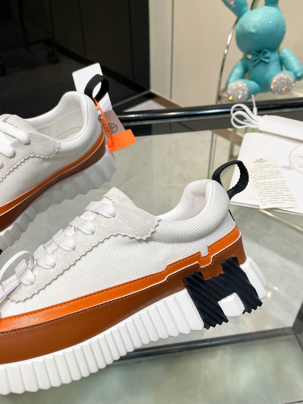 H Striped Leather Sneakers
