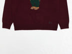 Burgundy Bear Knit Sweater