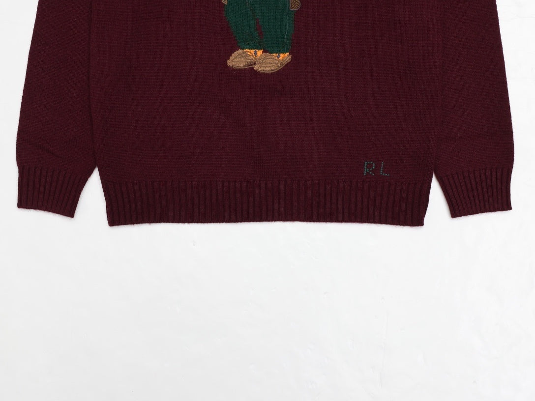 Burgundy Bear Knit Sweater