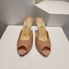 Nude Open-Toe High Heel Mules