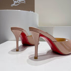 Nude Open-Toe High Heel Mules
