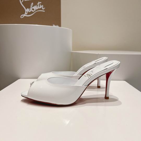 White Open-Toe High Heel Mules