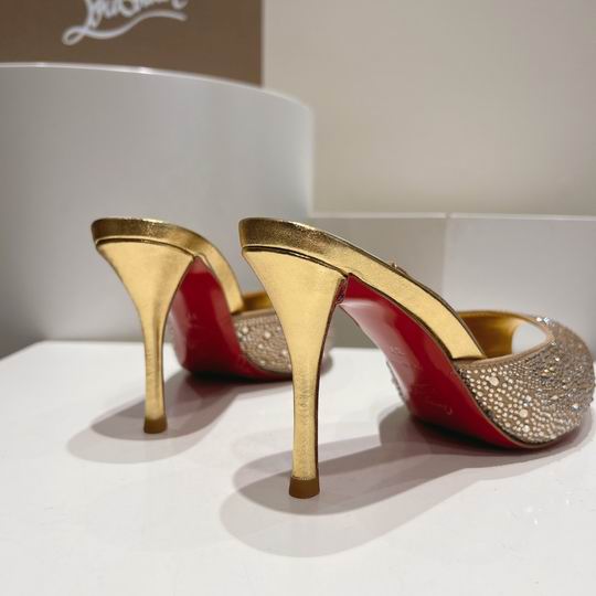 Gold Open-Toe High Heel Mules