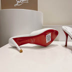 White Open-Toe High Heel Mules