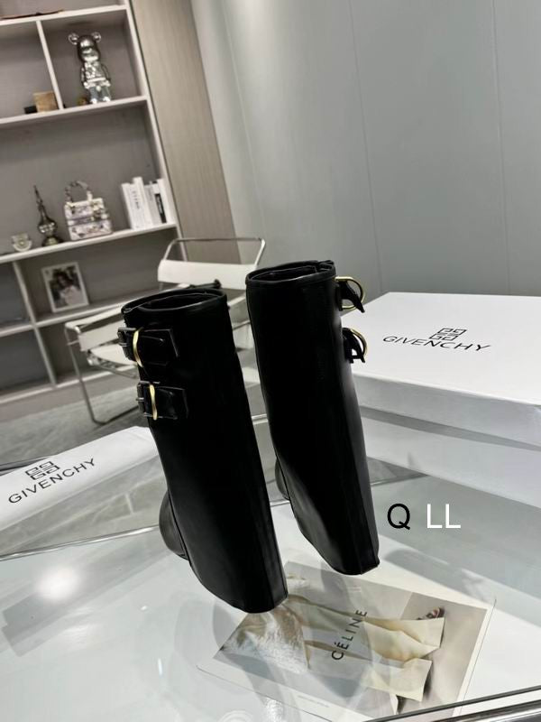 Sculpted Buckle Mid-Calf Boots