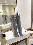 Knee-High Crystal Embellished Boots