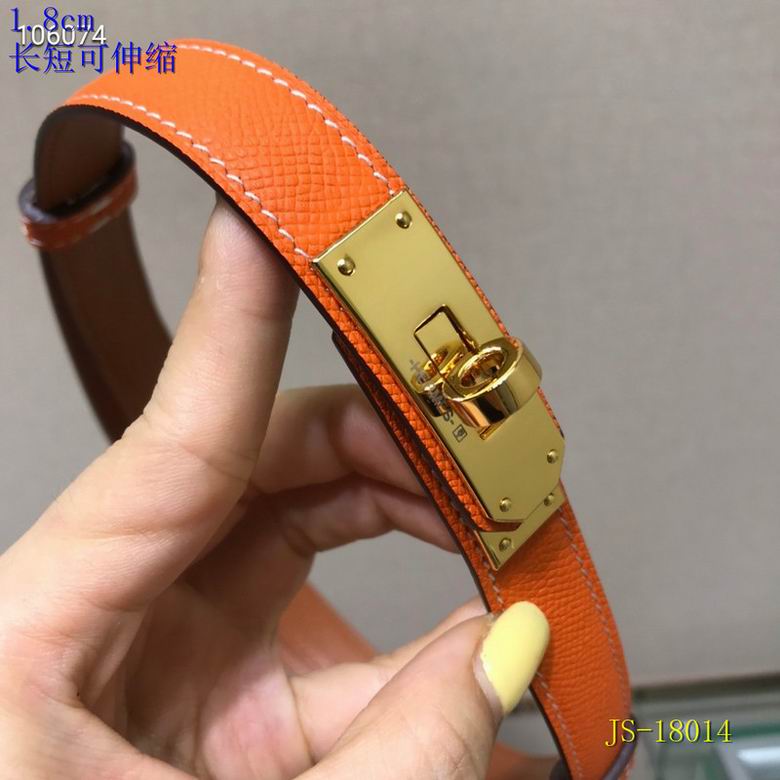 Orange Adjustable Leather Belt 18MM