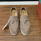 Beige Suede Loafers