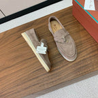 Beige Suede Loafers