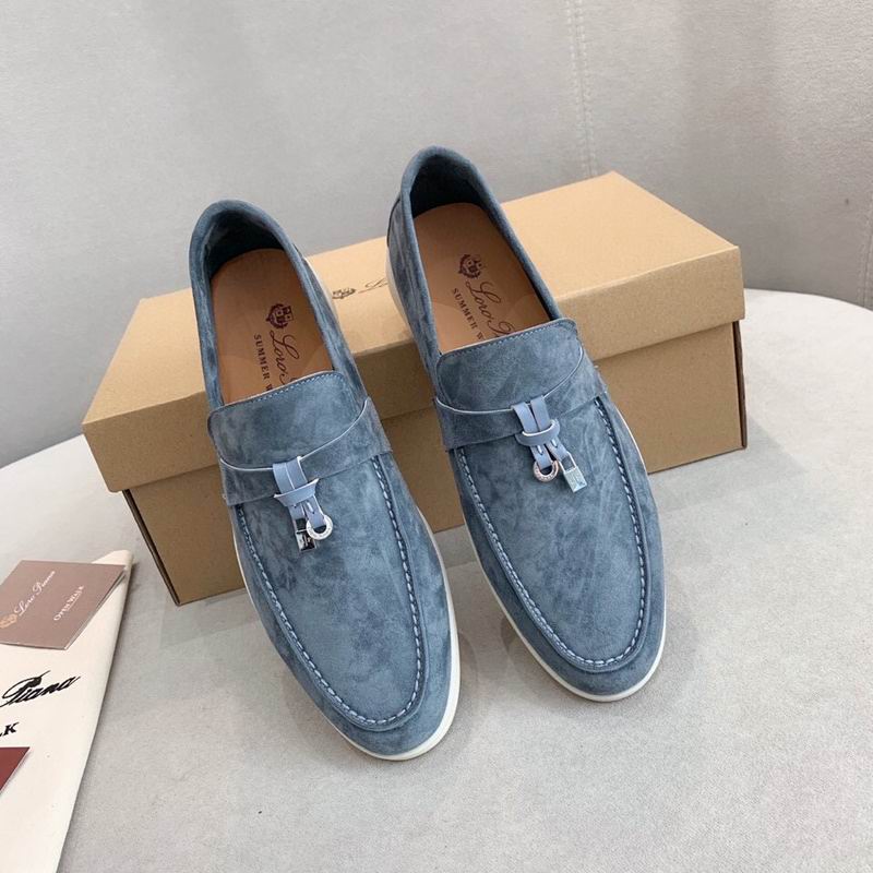 Blue Suede Penny Loafers