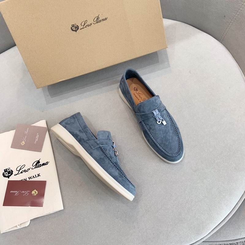 Blue Suede Penny Loafers