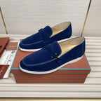 Classic Dark Blue Suede Loafers