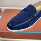 Classic Dark Blue Suede Loafers