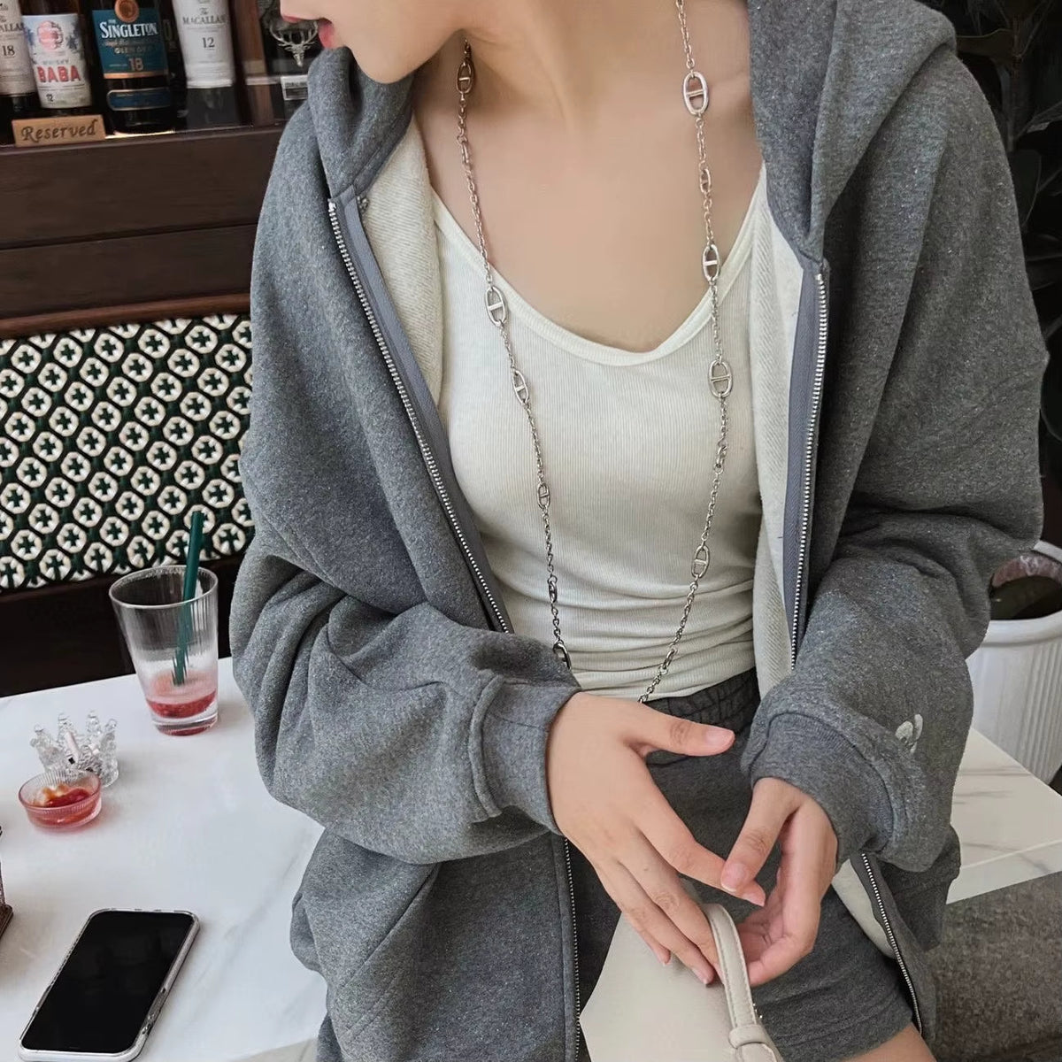 Layered Silver Chain Choker Necklace
