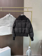Black Knitted Shawl Puffer