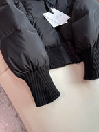 Black Knitted Shawl Puffer