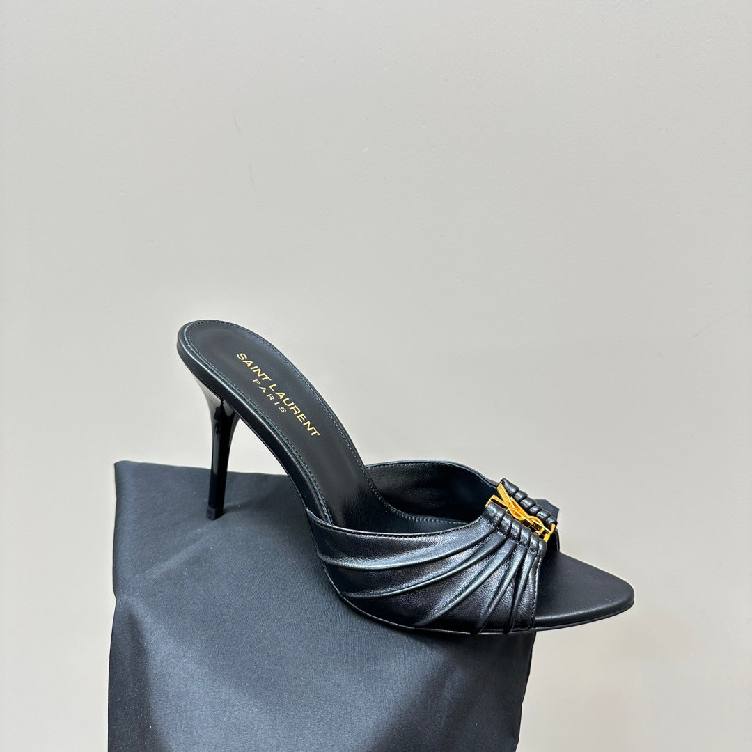 Leather Heeled Mules