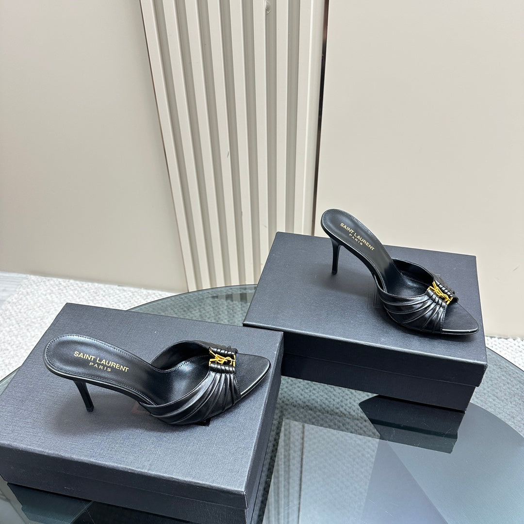 Leather Heeled Mules