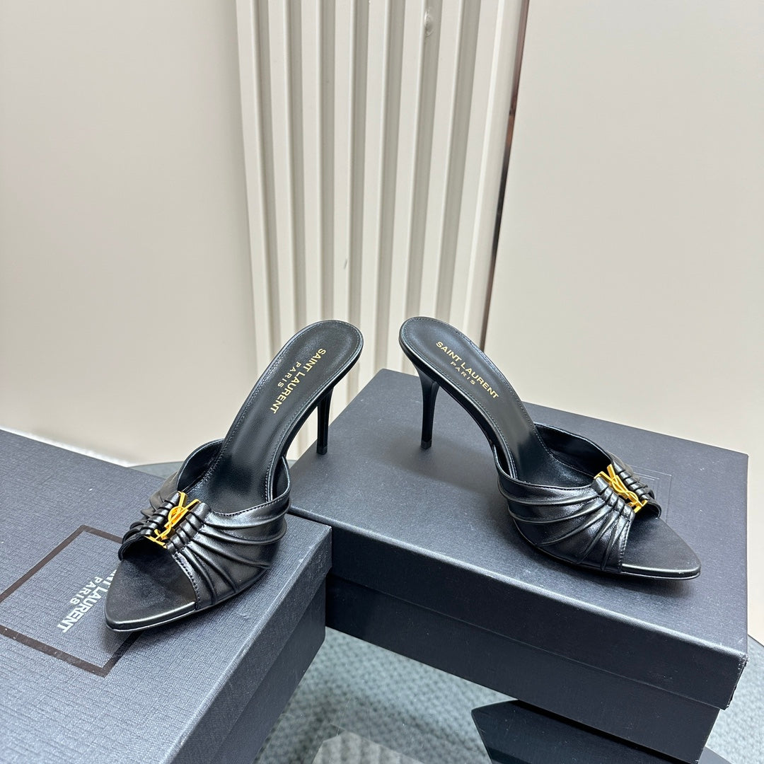 Leather Heeled Mules