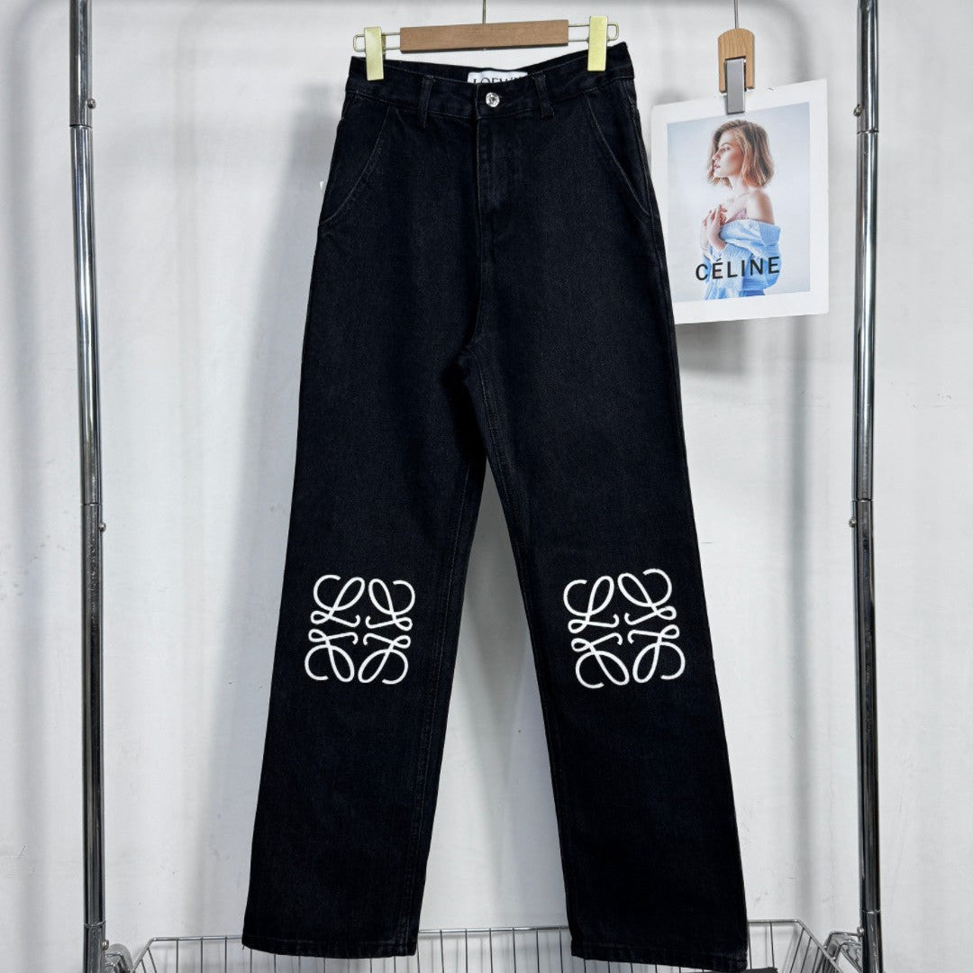 Wide-Leg Black Jeans