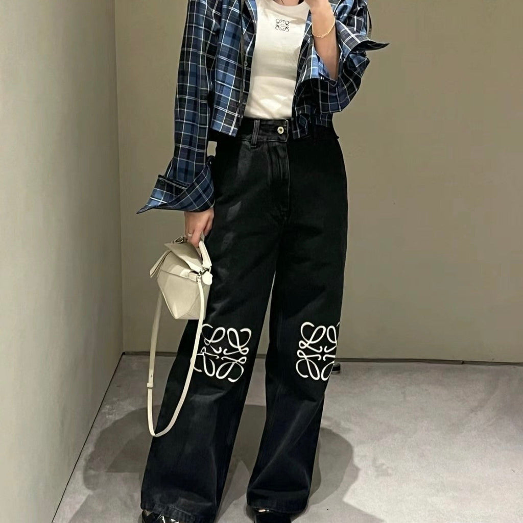 Wide-Leg Black Jeans