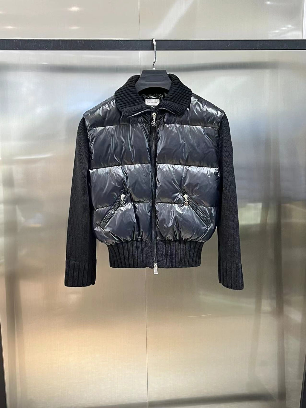Wool Knit Sleeve Down Jacket
