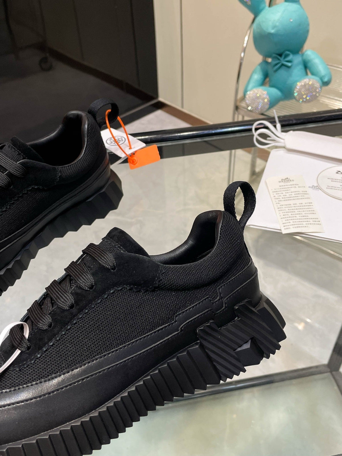 H Striped Leather Sneakers