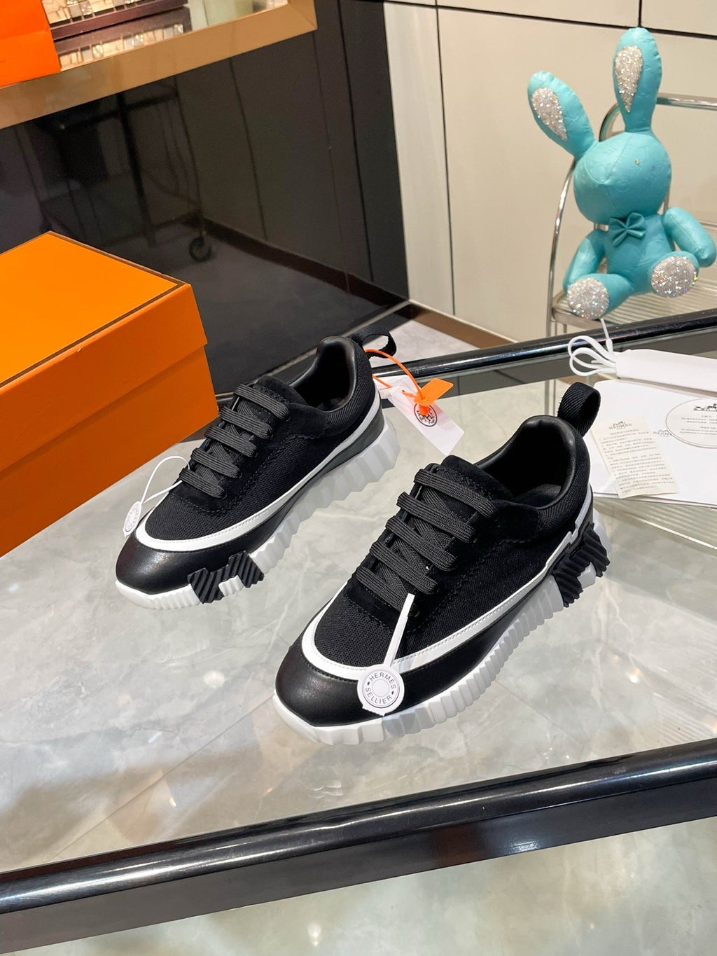 H Striped Leather Sneakers