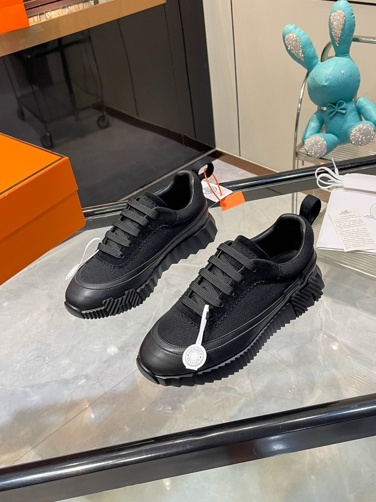 H Striped Leather Sneakers
