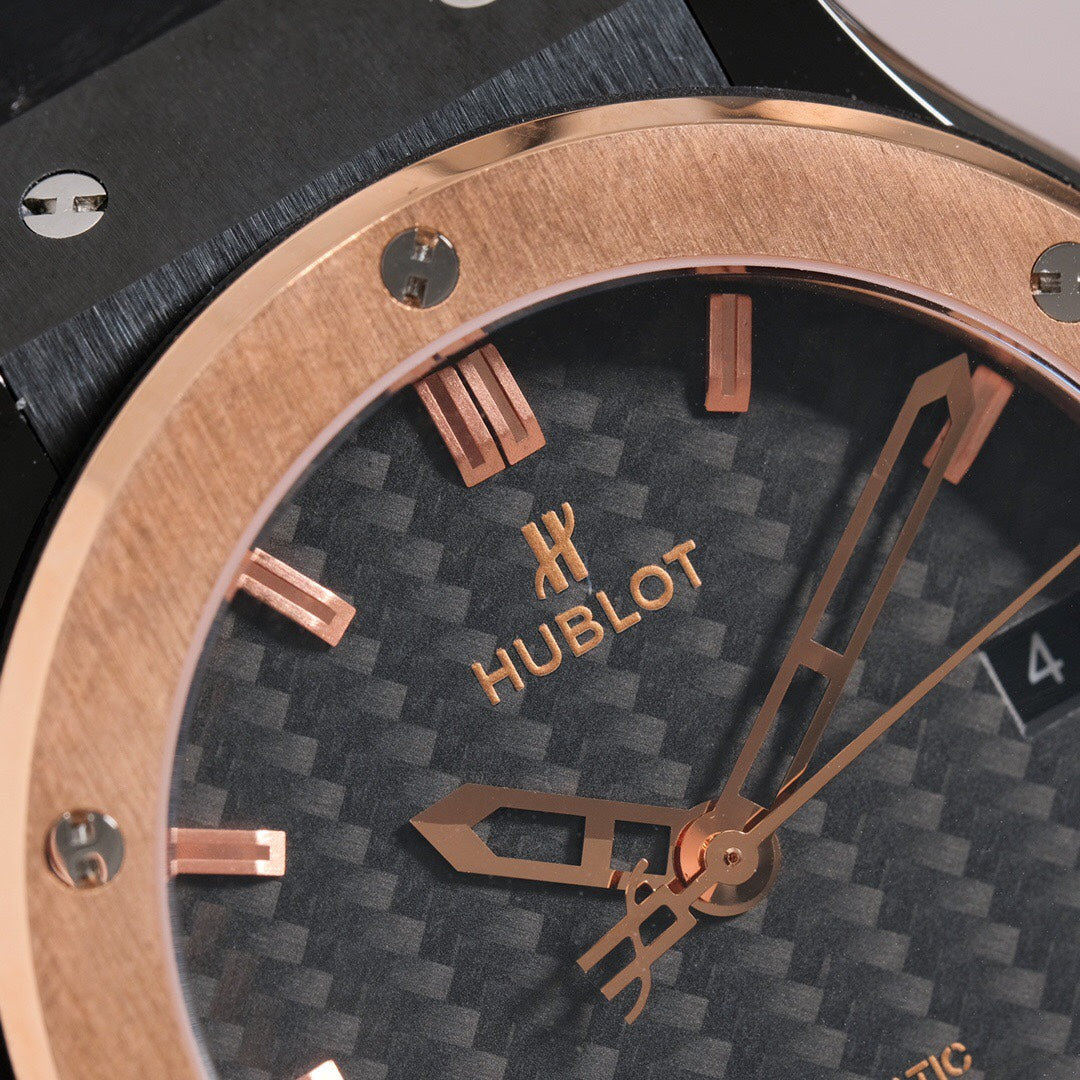Black Carbon Dial Rose Gold Watch 42 mm