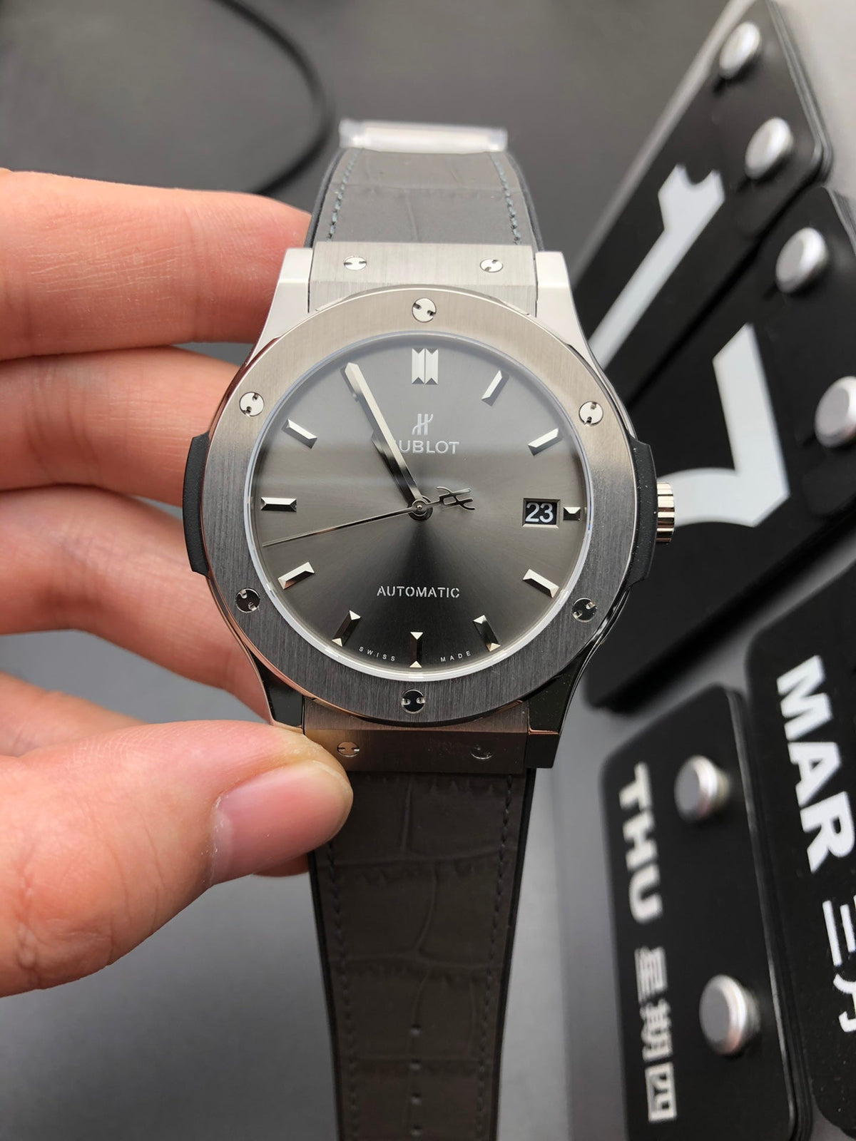 Silver Gradient Dial Watch 42 mm