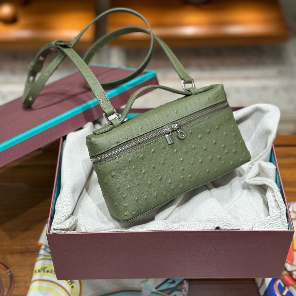 Loro Ostrich Leather Clutch 19