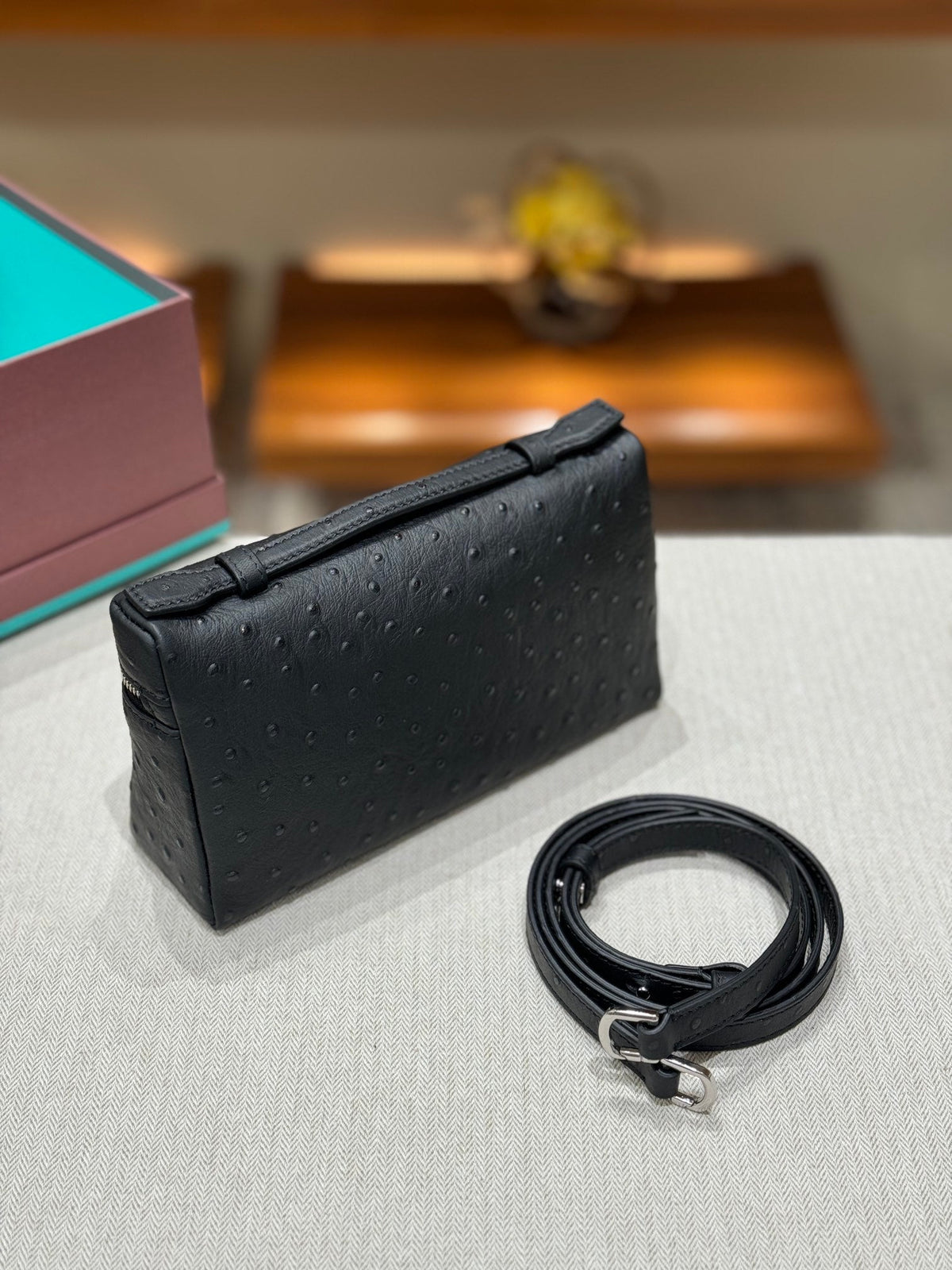 Loro Ostrich Leather Clutch 19