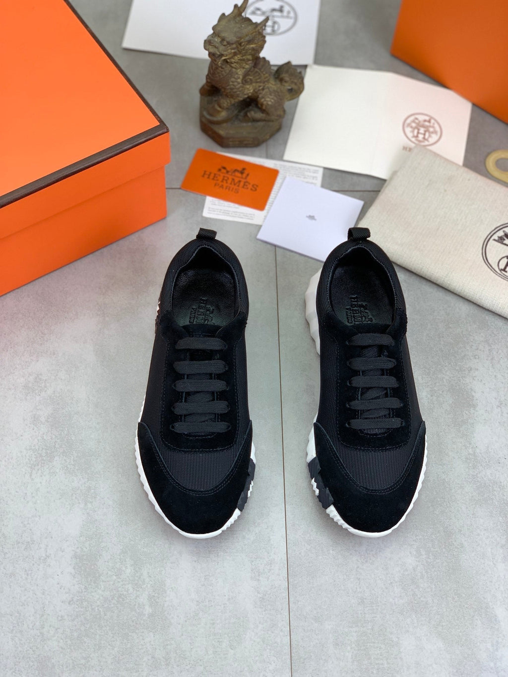 H Striped Leather Sneakers