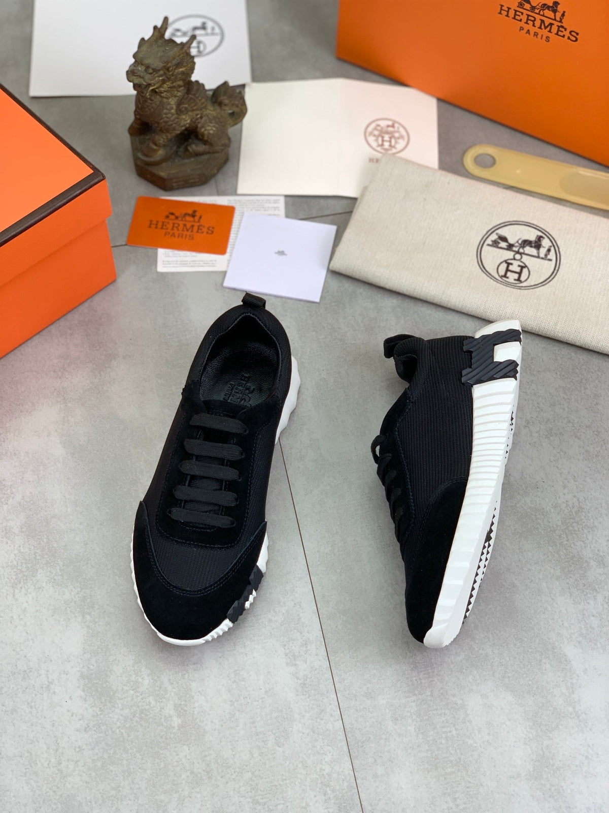 H Striped Leather Sneakers