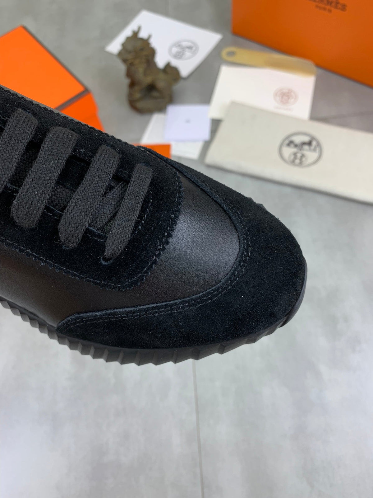 H Striped Leather Sneakers
