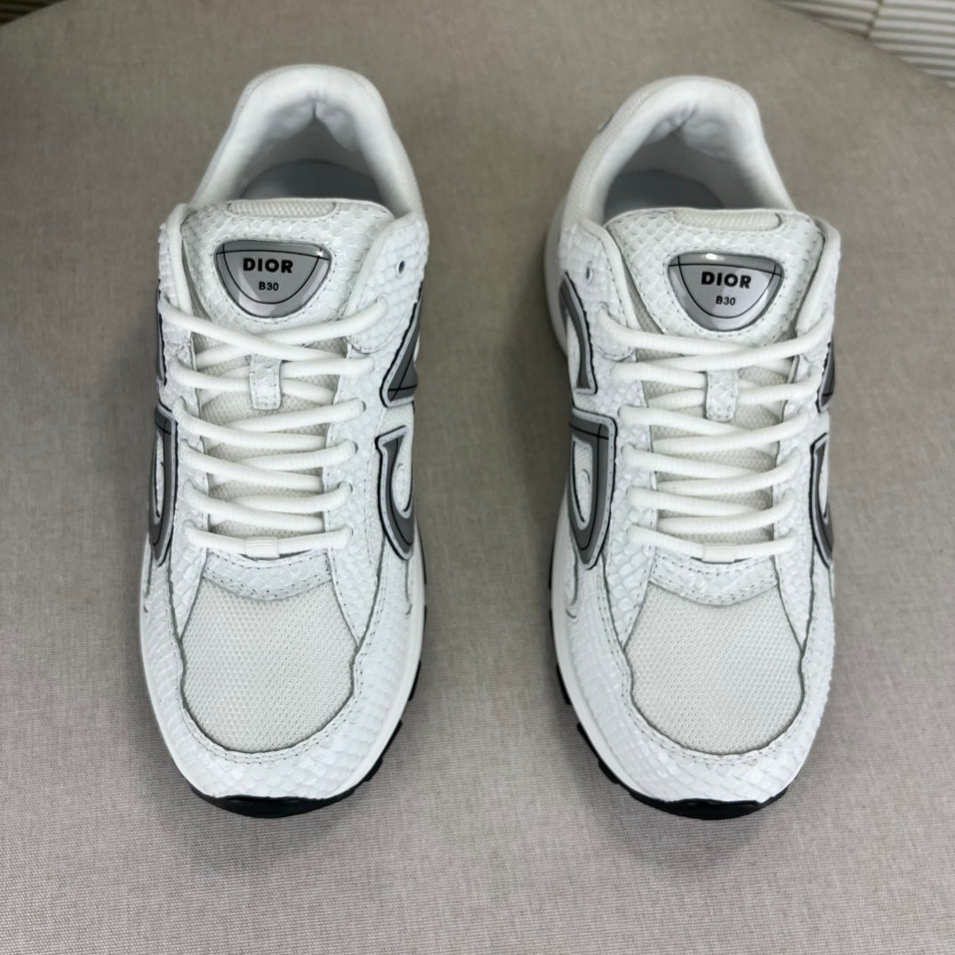 B30 Inspired Sneakers – White Snake Leather