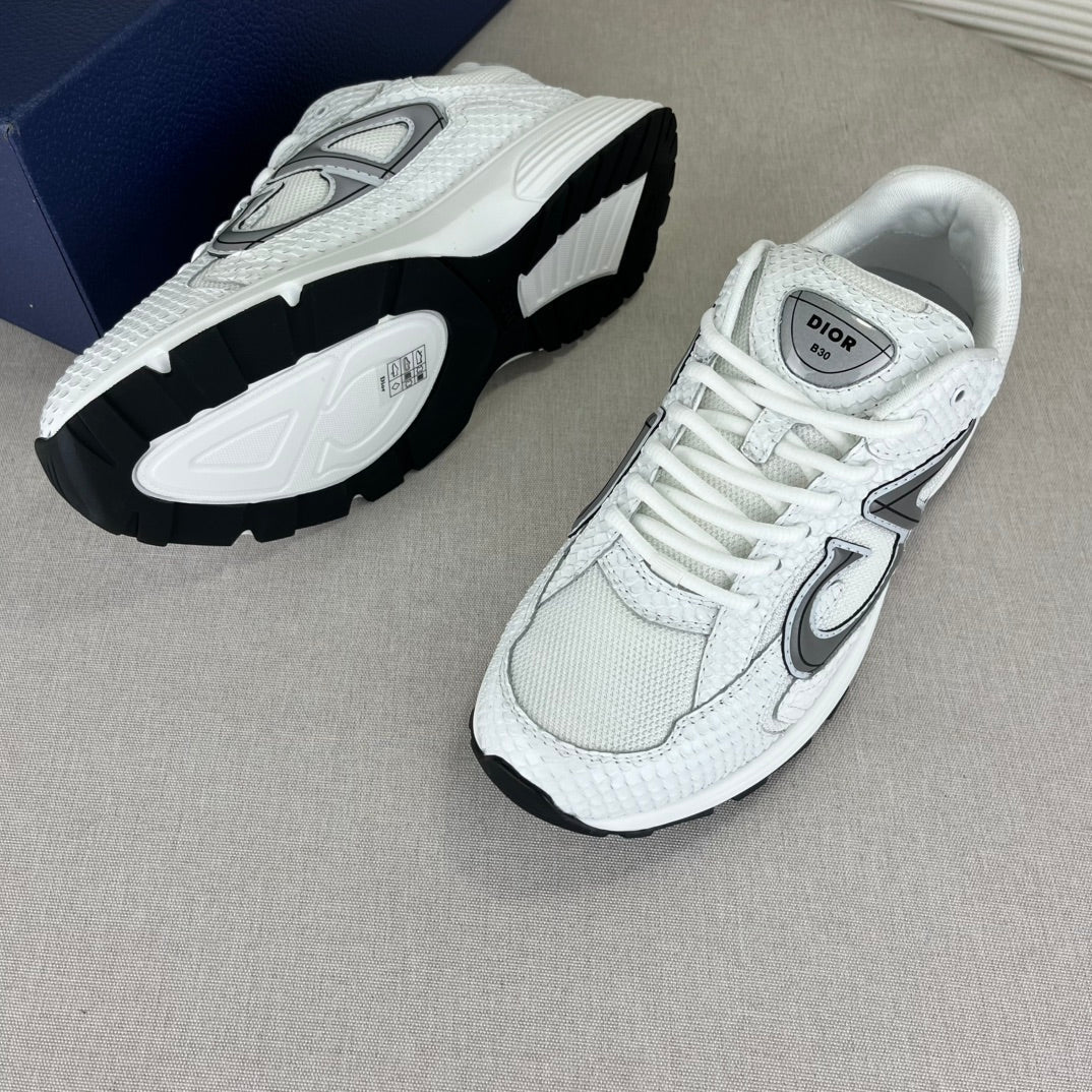 B30 Inspired Sneakers – White Snake Leather