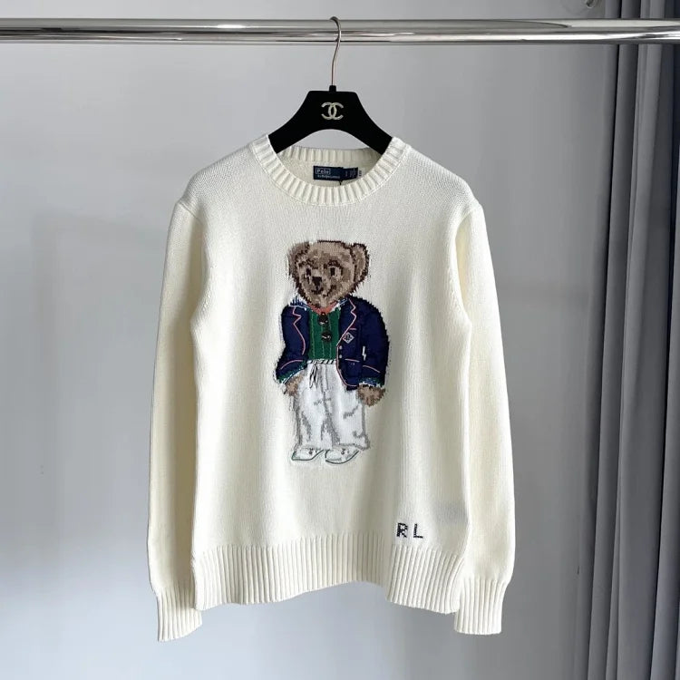 Cream Blazer Bear Knit Sweater